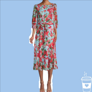 Donna Ricco Floral-Print Belted Midi Dress